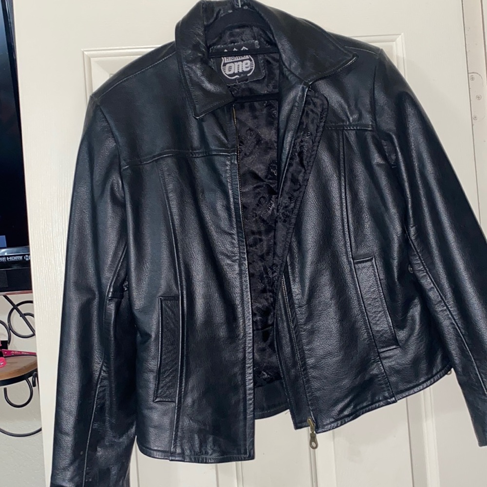Ladies black authentic leather jacket